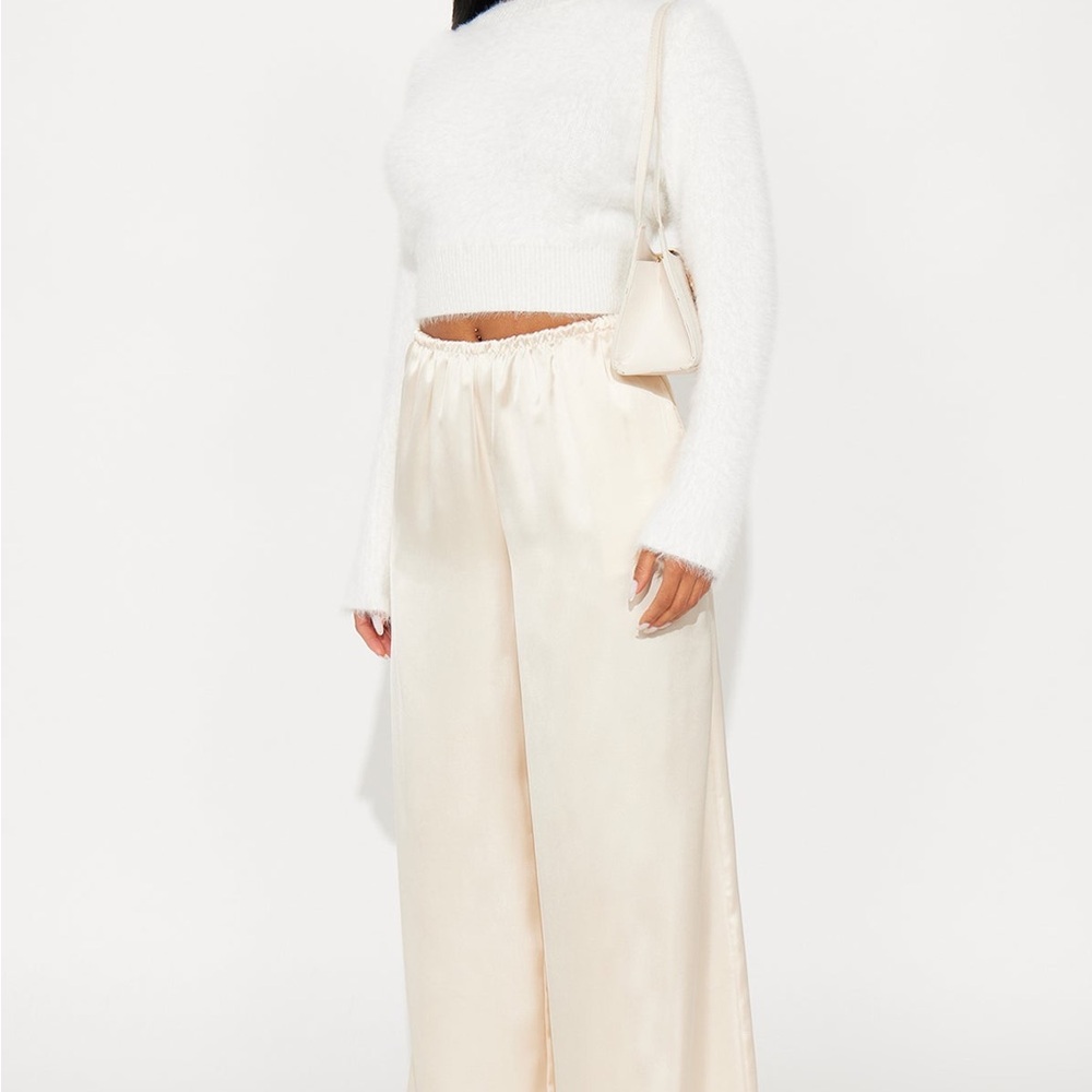 Elegant Cream Wide-Leg Pants